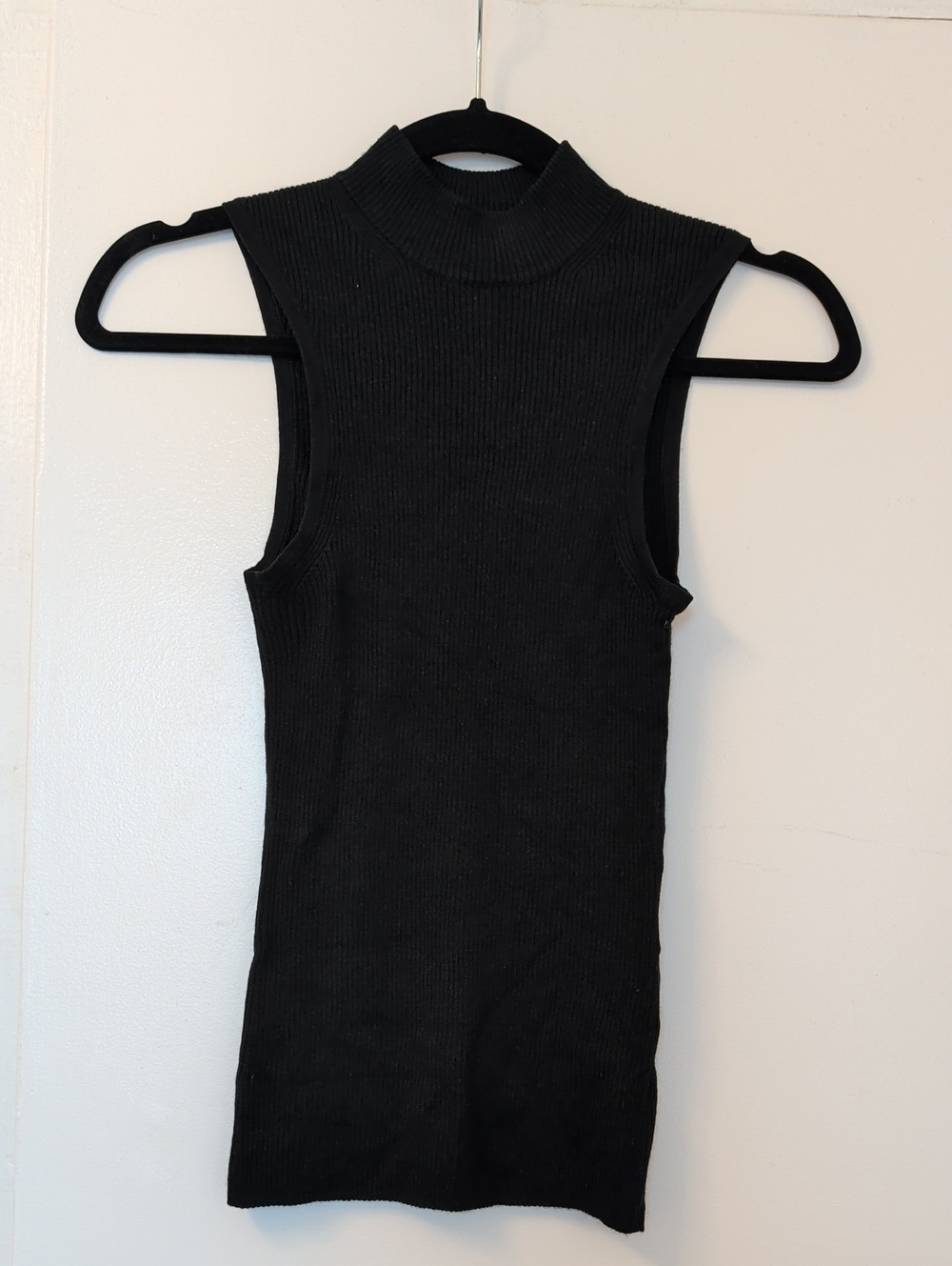 NAADAM Black Ribbed Silk Cashmere Mock Neck Tank Size S